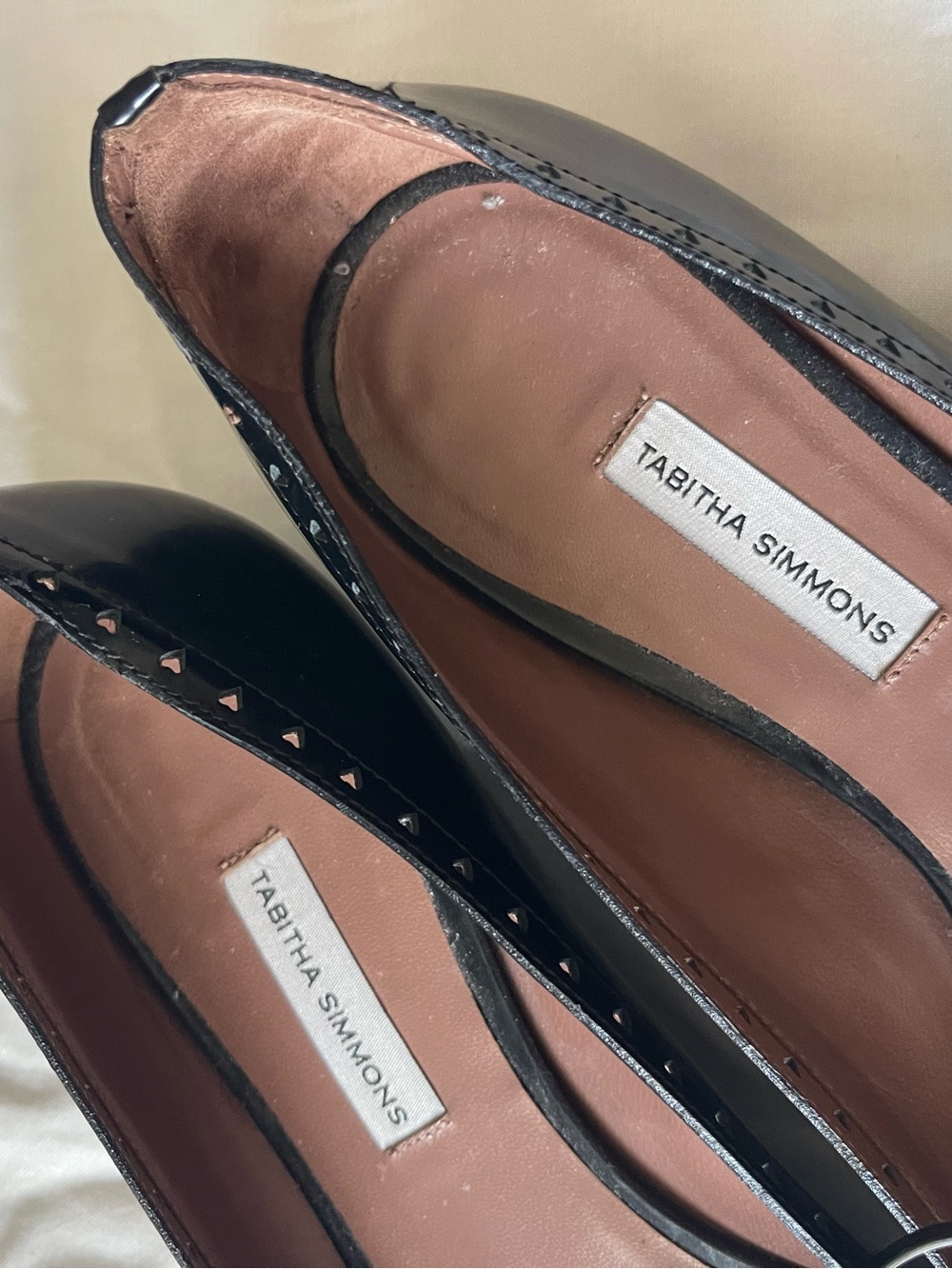 Tabitha Simmons Two-Tone Black & White Pointed Mary Jane Flats - Picture 3 of 4
